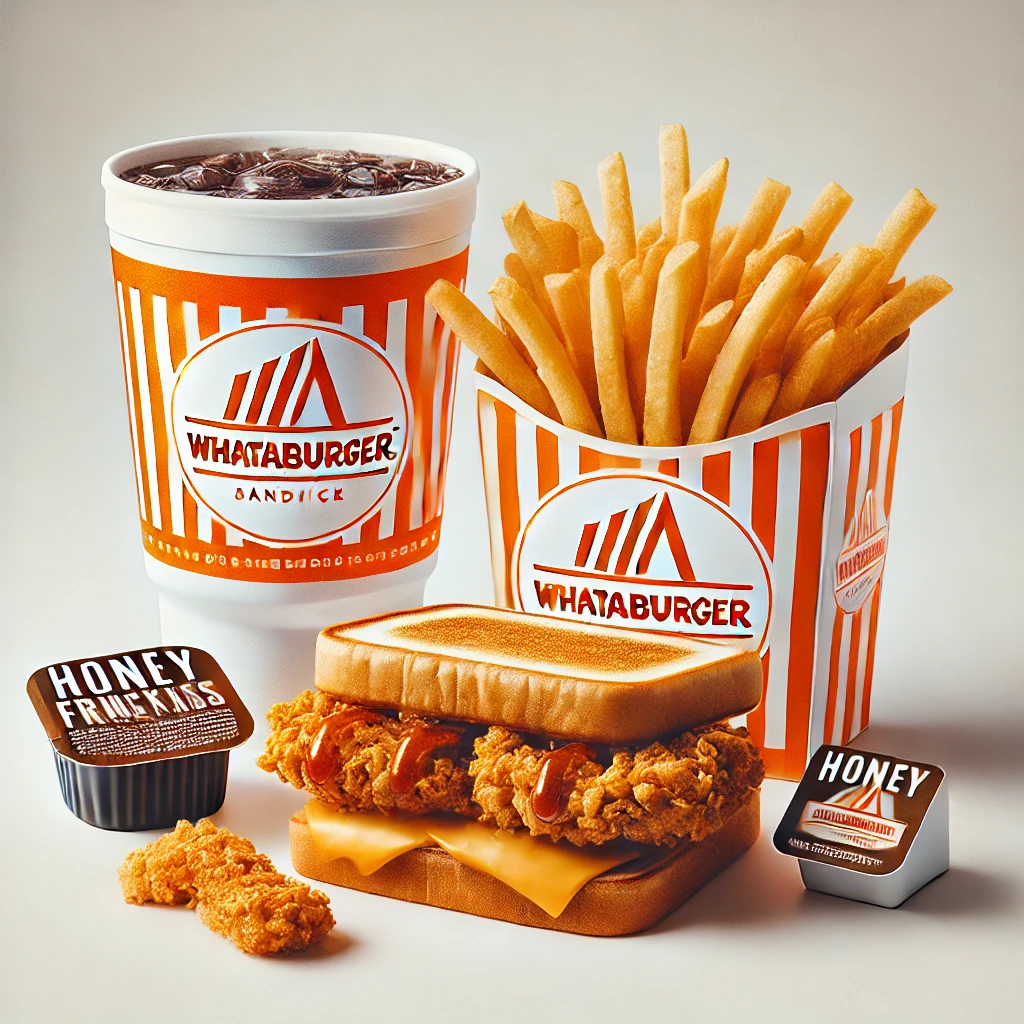 Honey BBQ Chicken Strip Sandwich Whatameal® - A Sweet and Savory Delight 2 Whataburger, Patty Melt, Whatameal, grilled patty, melted cheese, Honey BBQ Chicken Strip Sandwich